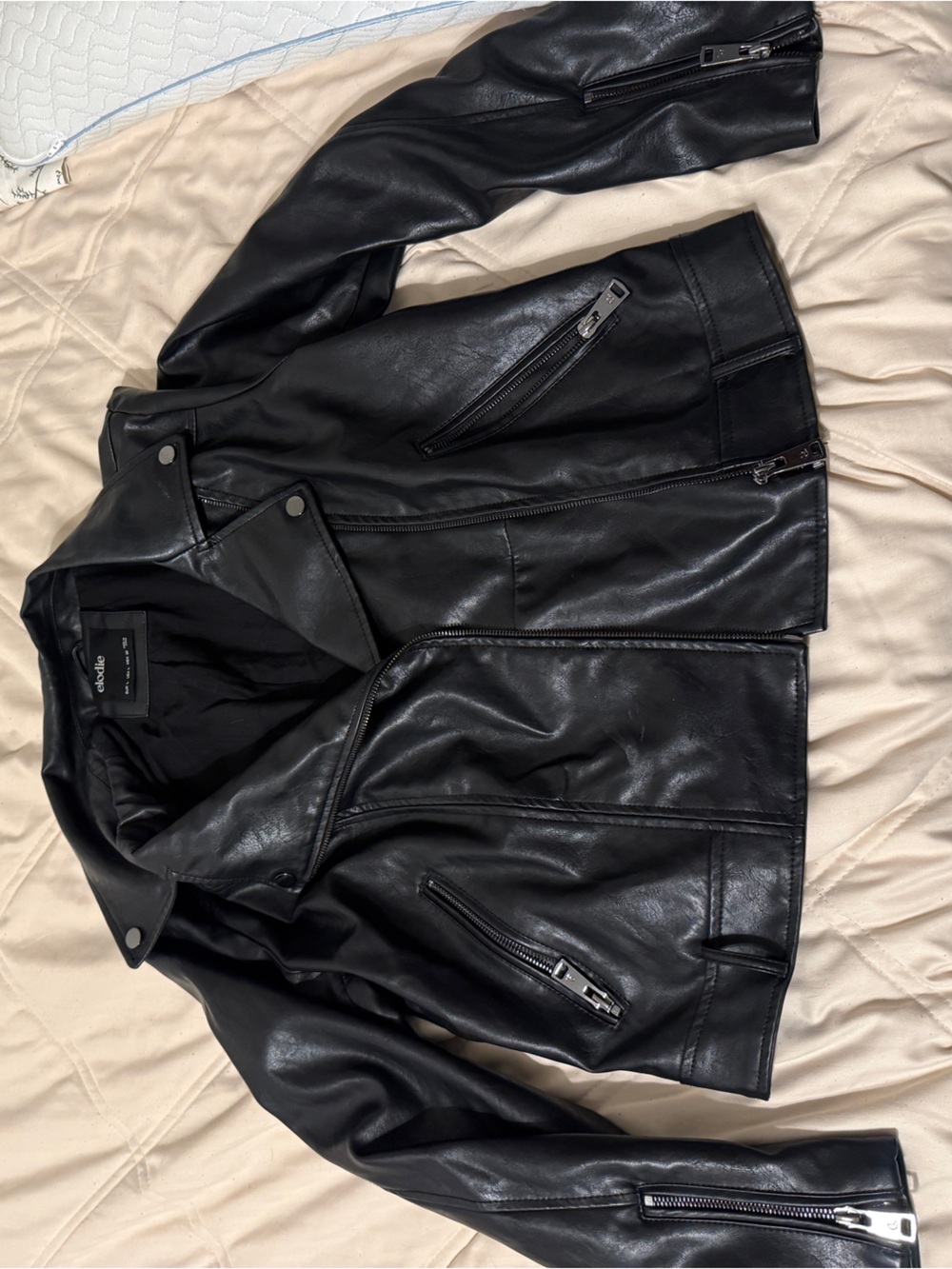 Elodie Black Faux Leather Moto Jacket